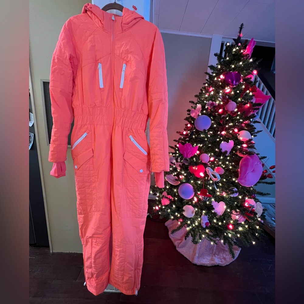 Free People All Prepped Ski Suit L Neon Coral PRICE IS FIRM